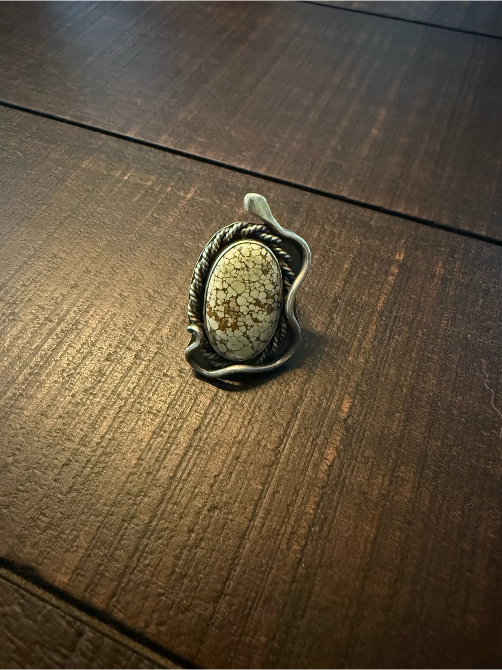 Sterling Silver Ring with Cream & Brown Howlite Stone